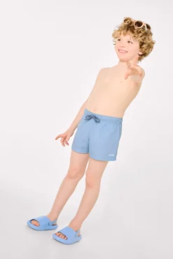 Bañador niño corto liso azul