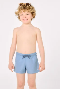 Bañador niño corto liso azul