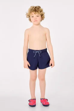Bañador niño corto liso marino