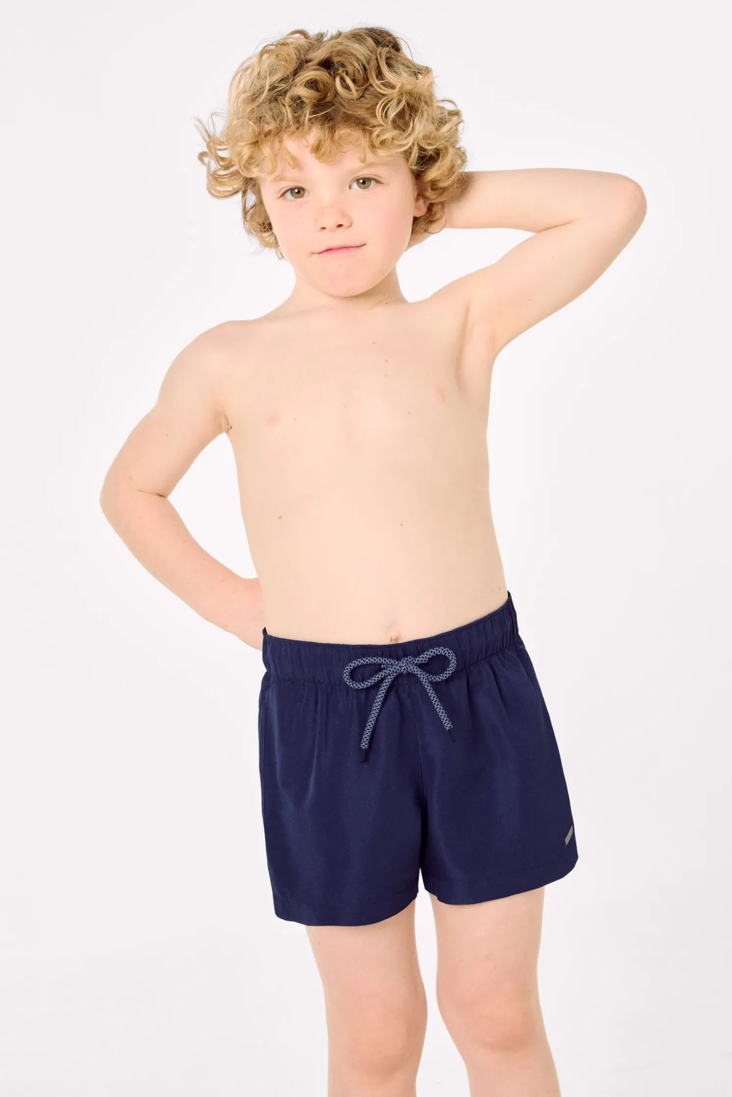 Bañador niño corto liso marino