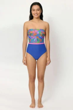 Bañador reductor bandeau estampado tropical copa B