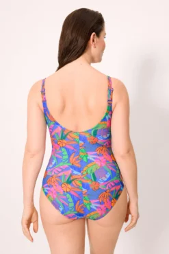 Bañador reductor pecho y abdomen con aro estampado tropical copa D