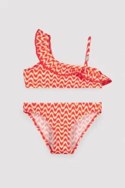 Bikini niña asimétrico detalle volante estampado étnico