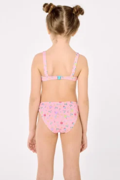 Bikini niña detalles lazos estampado veraniego helados