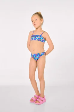 Bikini niña detalle volante estampado formas orgánicas multicolor