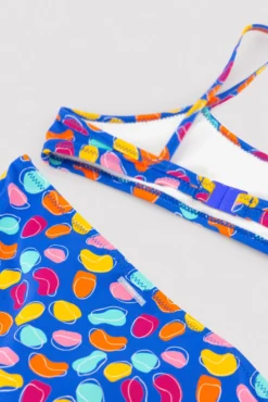 Bikini niña detalle volante estampado formas orgánicas multicolor