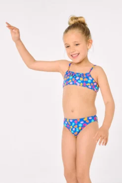 Bikini niña detalle volante estampado formas orgánicas multicolor