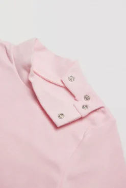 Body bebé básico cuello alto rosa