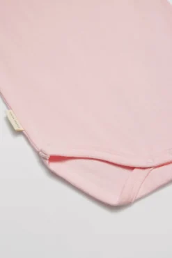 Body bebé básico manga corta solapas rosa