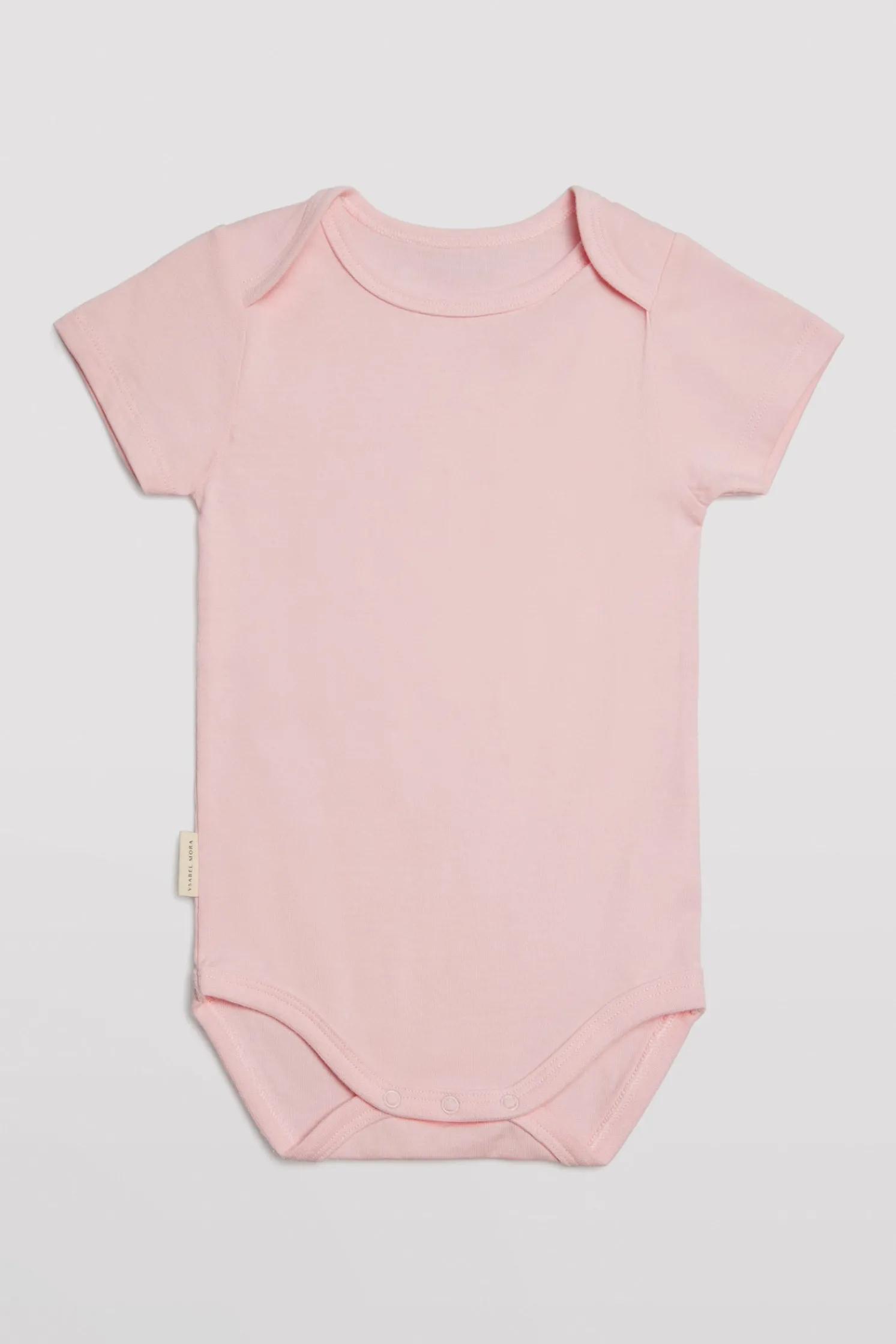 Body bebé básico manga corta solapas rosa
