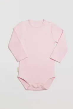 Body bebé básico manga larga rosa