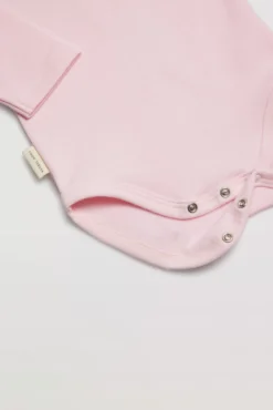 Body bebé básico manga larga solapas rosa