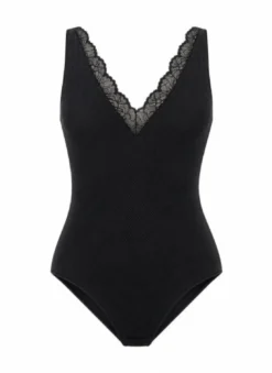 Body de tirantes negro escote con encaje