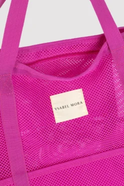 Bolso de playa calado rosa