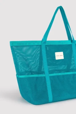 Bolso de playa calado turquesa