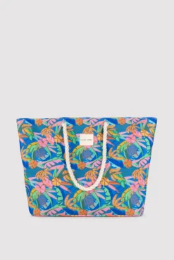 Bolso de playa de tela estampado tropical