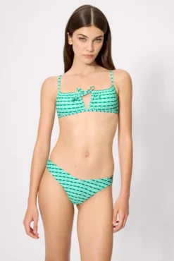 Braga bikini brasileña estampado geométrico verde