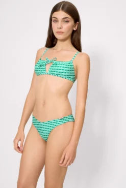 Braga bikini brasileña estampado geométrico verde
