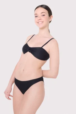 Braga bikini juvenil texturizada lisa negro
