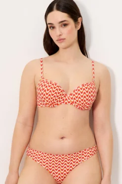Braga bikini micropiqué estampada coral