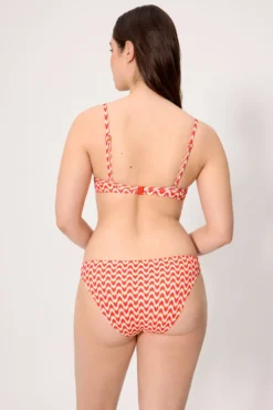 Braga bikini micropiqué estampada coral