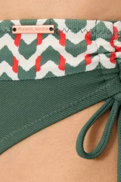 Braga bikini midi micropiqué estampada verde botella