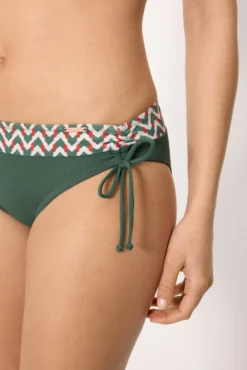 Braga bikini midi micropiqué estampada verde botella