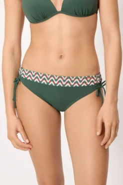 Braga bikini midi micropiqué estampada verde botella