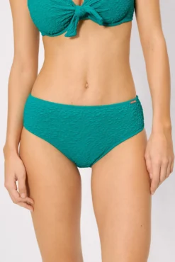 Braga bikini moldeadora midi con textura turquesa
