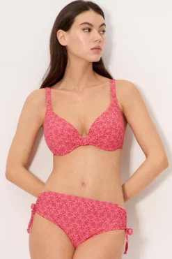 Braga bikini moldeadora midi flores rosa y rojo