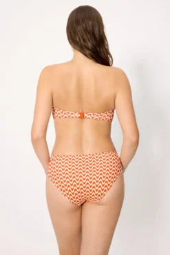 Braga bikini moldeadora midi micropiqué estampada coral