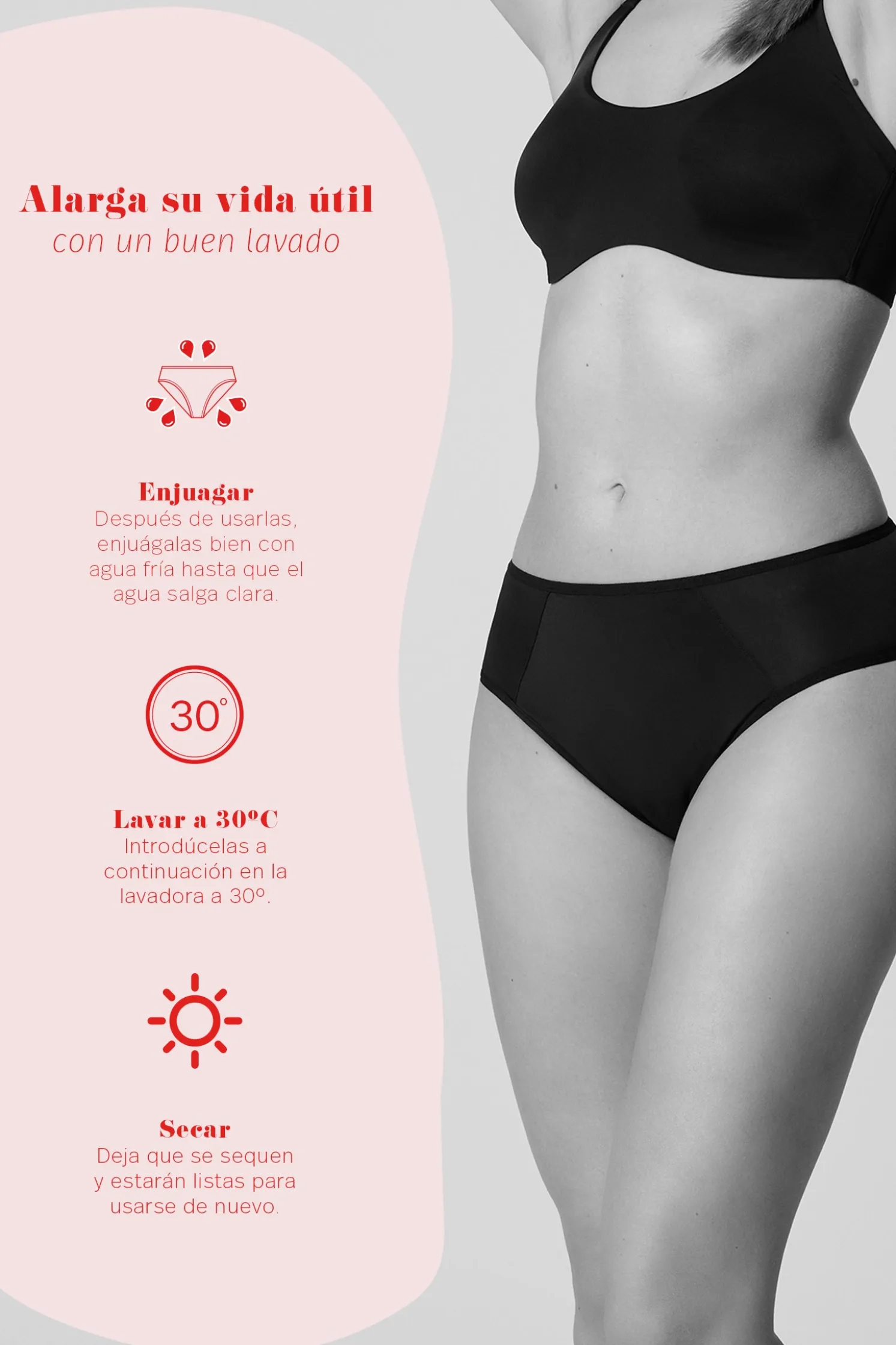 Braga midi menstrual negro