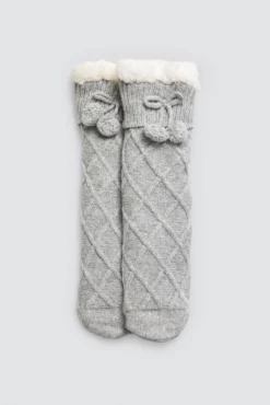 Calcetines borreguito antideslizantes gris