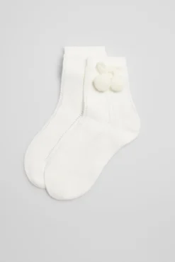 Calcetines calados infantiles marfil