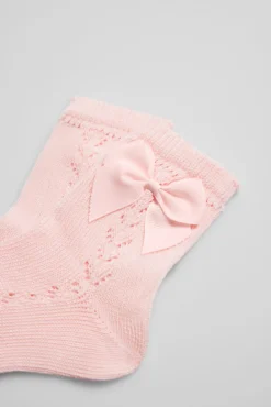 Calcetines calados infantiles rosa