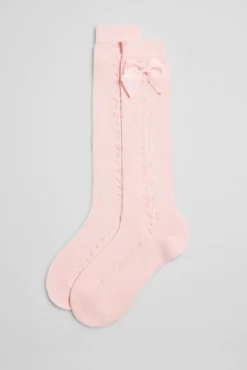Calcetines calados largos infantiles rosa