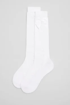 Calcetines calados largos infantiles blanco