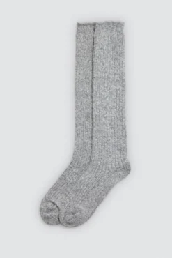 Calcetines extra largos canalé gris