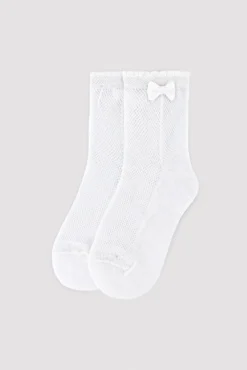 Calcetines infantiles calados detalle lazo blanco