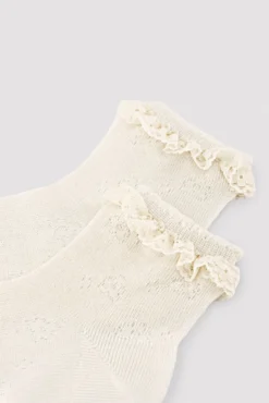 Calcetines infantiles calados detalle puntilla marfil