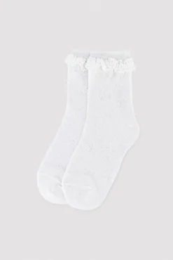 Calcetines infantiles calados detalle puntilla blanco