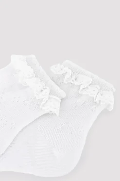 Calcetines infantiles calados detalle puntilla blanco