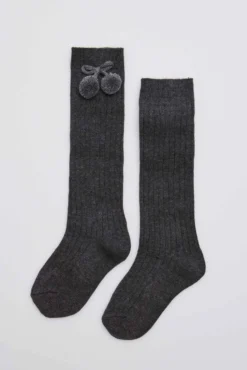 Calcetines largos pompones marengo