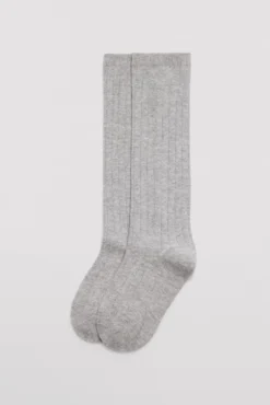 Calcetín infantil largo canalé gris