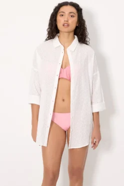 Camisa larga algodón bordado