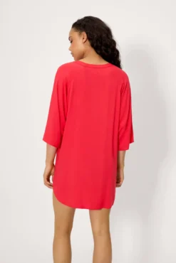Camisa larga media manga coral