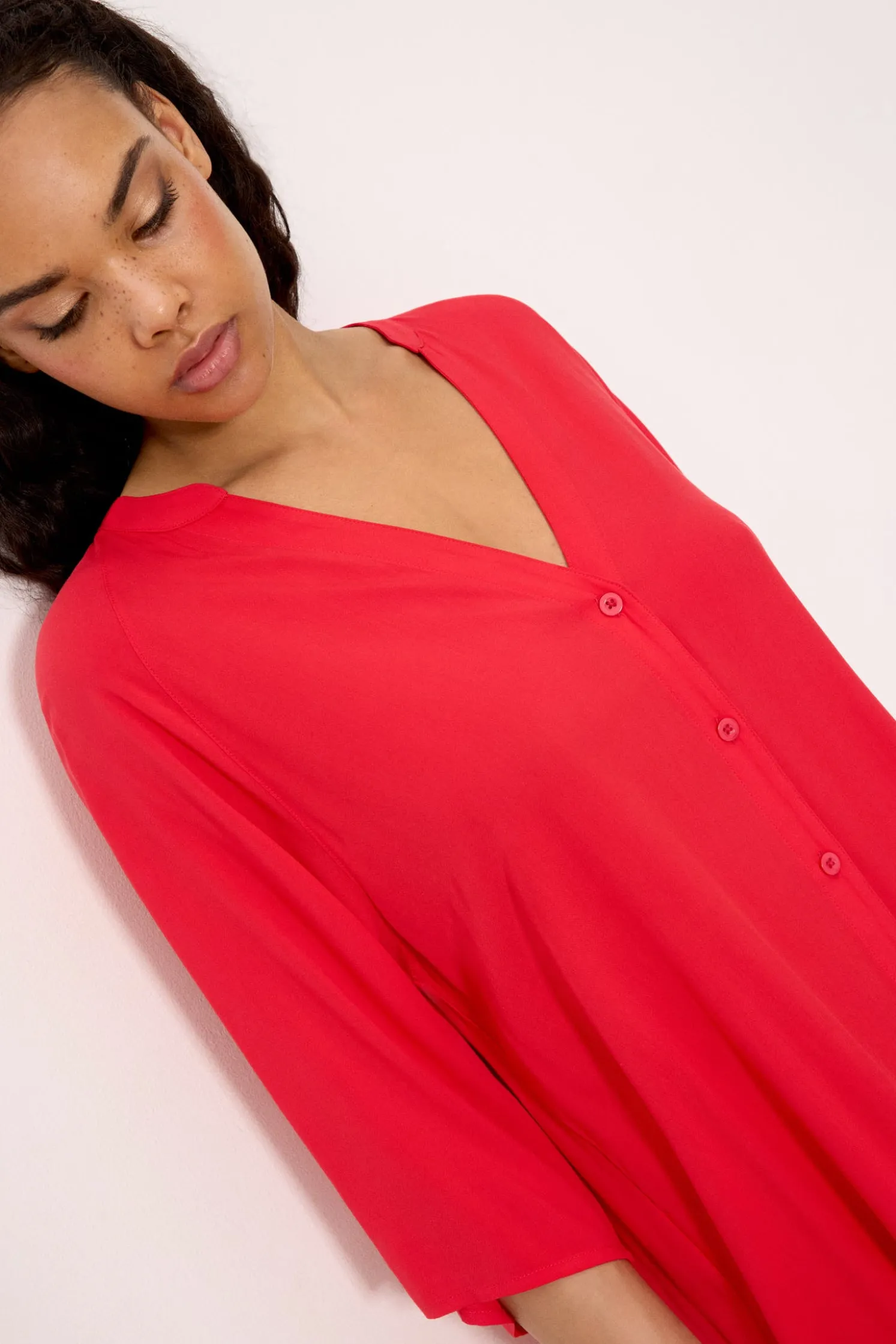 Camisa larga media manga coral