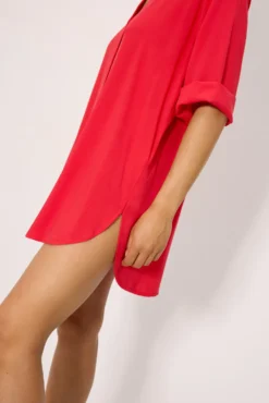 Camisa larga media manga coral