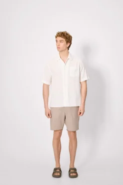 Camisa manga corta abotonada algodón blanco