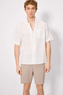 Camisa manga corta abotonada algodón blanco